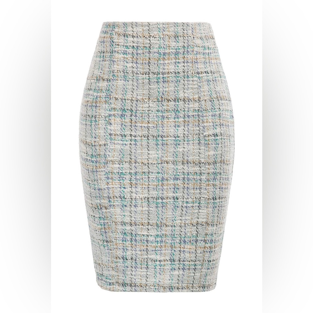 NWT! STRETCHY BODYCON PENCIL SKIRT IN TWEED! INCLUDES A BROWN BELT!